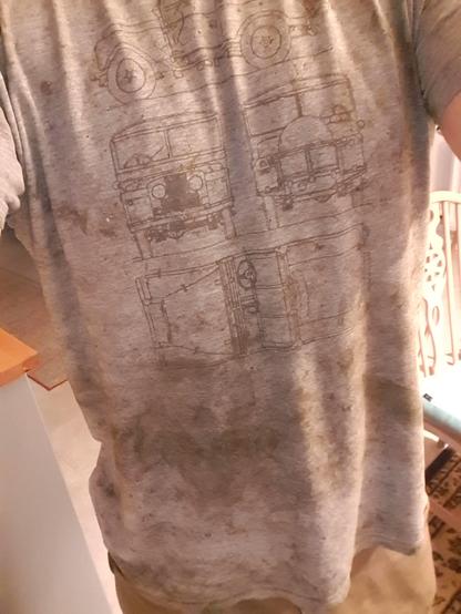 A land rover t shirt that has seen better days