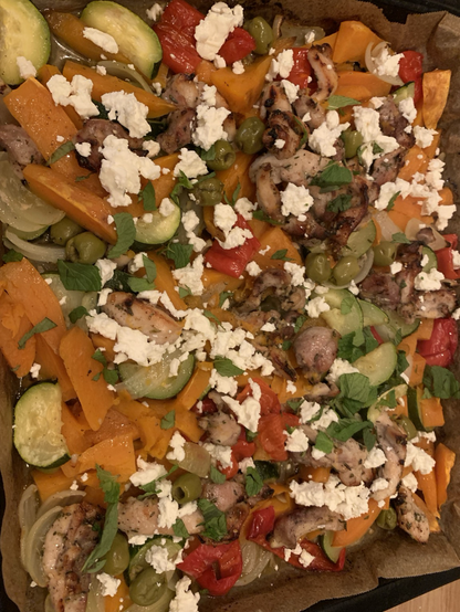 Mijn versie met iets grauwere kleuren en gewoon witte uien. 