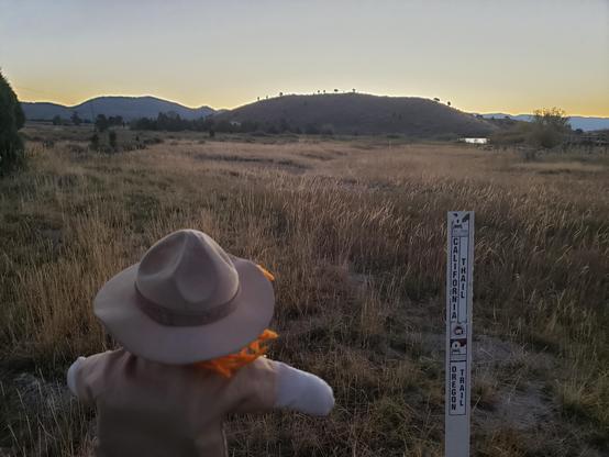 Ranger Sarah looks to the east at the long swale left by thousands of wagons passing through here.
— in Soda Springs, ID.