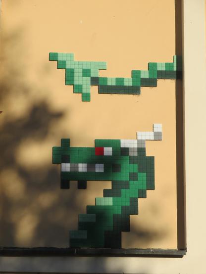 A photo of a pixelated dragon somewhere in Ljubjlana.
