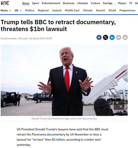 Image of Trump pontificating in front of private jet at an airport