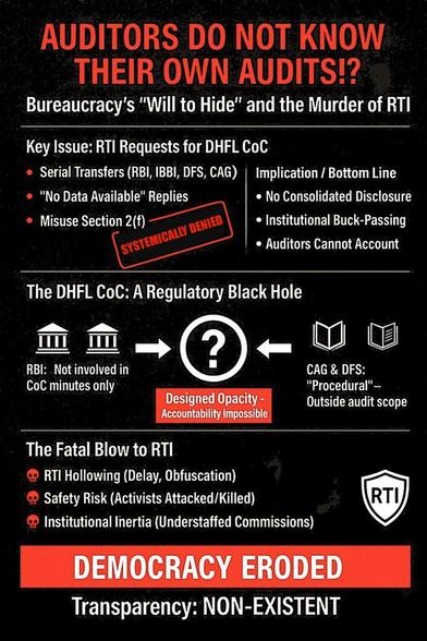 This letter addresses the systemic erasure at the heart of both contemporary electoral disenfranchisement and the DHFL Corporate Insolvency Resolution Process, arguing that what appears as legal and administrative procedure is in fact a coordinated state–corporate apparatus of dispossession. Just as voters are made to vanish through calibrated electoral roll manipulation and bureaucratized opacity, depositors were erased from the DHFL resolution through committee intermediation, controlled documentation, engineered CoC voting, judicial sanction, and regulatory abdication. The RTI regime—designed as a transparency safeguard—functioned instead as a ritual of deferral, where responsibility was endlessly transferred across institutions to ensure that accountability remained structurally unreachable. The result is the same in both domains: those who constitute the basis of legitimacy—citizens as voters and as depositors—are stripped of presence, agency, and voice. This is a crisis not of procedure but of democratic integrity, where legality is weaponized to launder injustice and the polity is exhausted into silence. The letter refuses that silence.