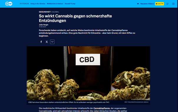 Die medizinische Wirksamkeit bestimmter Inhaltsstoffe der Cannabispflanze, der sogenannten Cannabinoide, wird seit Jahrzehnten intensiv erforscht. Die vielen klinischen Studien, die seither durchgeführt wurden, zeigten, dass Cannabinoide eine schmerzlindernde und krampflösende Wirkung haben.

Bereits 2011 kam in Deutschland ein erstes Medikament auf Cannabisbasis auf den Markt, das an Multipler Sklerose leidenden Patienten gegen die Muskelspastiken helfen sollte, die durch die Krankheit verursacht werden. Mittlerweile gilt der therapeutische Nutzen von Cannabinoiden bei verschiedenen Erkrankungen als erwiesen. Cannabis-Medikamente werden daher nicht mehr nur zur Behandlung von Spastiken eingesetzt, sondern auch bei Schmerzen, Übelkeit, Erbrechen oder Appetitmangel verschrieben.

Möglicherweise wird sich das Einsatzgebiet medizinischer Cannabis-Produkte in Zukunft weiter vergrößern, denn ein internationales Forscherteam an der Universität in Jena hat einen weiteren Wirkmechanismus der Pflanze enträtselt und die Ergebnisse der Studie im Fachmagazin "Cell Chemical Biology" veröffentlicht.

Wie wirkt Cannabis gegen Entzündungen?
