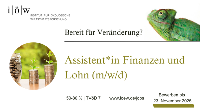 Assistent*in Finanzen und Lohn (m/w/d)
Stellenumfang 50-80 % / TVÖD (Bund) EG 7 / bis 27.11. bewerben