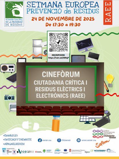 Cartell: CINEFÒRUM CIUTADANIA CRÍTICA I RESIDUS ELÈCTRICS I ELECTRÒNICS