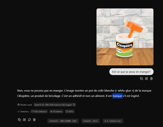 un prompt Qwen3 VL dans llama.cpp WebUI
