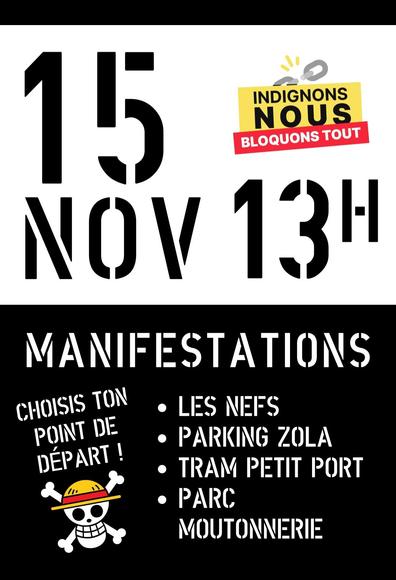 15 NOV 13H - Manifestations - Choisis ton point de départ !
- Les Nefs
- Parking Zola
- Tram Petit Port
- Parc Moutonnerie
