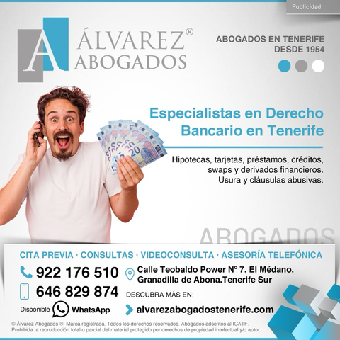 Abogados Derecho Bancario Tenerife. Somos expertos en Derecho Bancario, Usura y Cláusulas Abusivas. Abogado Bancario Tenerife. Consúltenos ahora sin compromiso. Recuperamos su dinero desde 1954. https://alvarezabogadostenerife.com/areas-derecho/derecho-bancario/   #alvarezabogados #abogados #Tenerife #derechobancario #bancos #dinero #usura #clausulas #intereses #legal  
