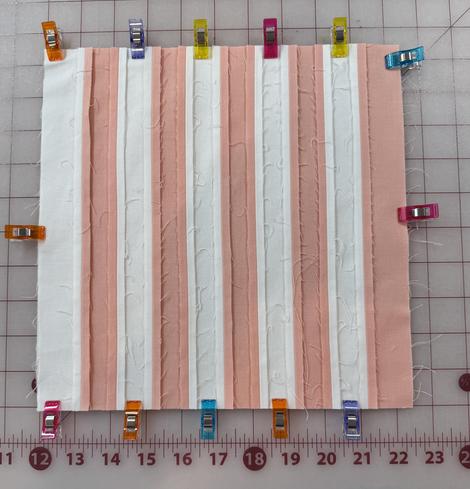 Blocks, right sides together, clipped in place