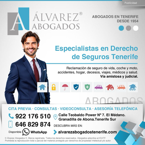 Abogados Derecho de Seguros Tenerife. Asesoría y reclamación de su seguro de vida, coche y moto, accidentes, hogar, decesos, viajes, médicos y salud. Vía amistosa y judicial. Consúltenos ahora sin compromiso. Defendemos sus Derechos e Intereses desde 1954. https://alvarezabogadostenerife.com/areas-derecho/derecho-del-seguro/  #alvarezabogados #abogados #Tenerife #derecho #seguros #vida #coche #moto #accidentes #hogar #decesos #viajes #medicos #salud  