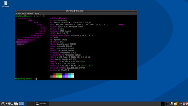 Captura del sistema operativo Devuan Gnulinux