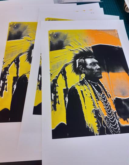 serigraphie représentant Louis Molmon, un Indien d'Amérique