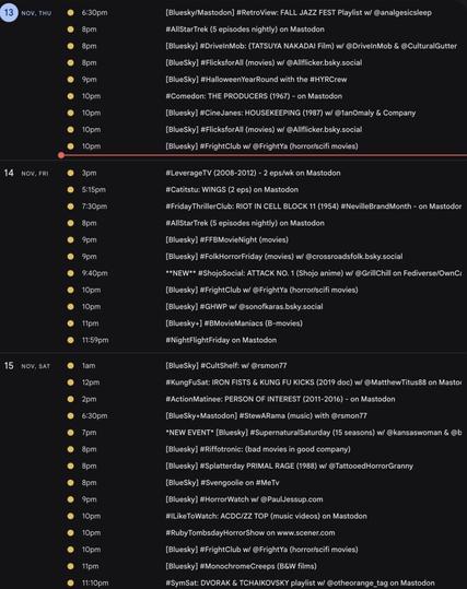 watch party event listing for THU-SAT, Nov. 13-15