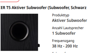 Bild und Text: Aktiver Subwoofer (Subwoofer, Schwarz)
 