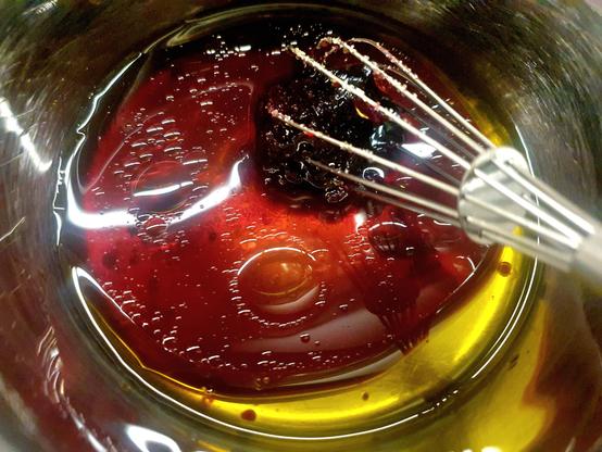 Dark vinaigrette for the #Kohlrabi Carpaccio (going to be). Ditch of Mustard to come...