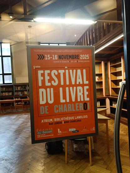Affiche du festival du livre de Charleroi des 15 et 16 novembre 2025.