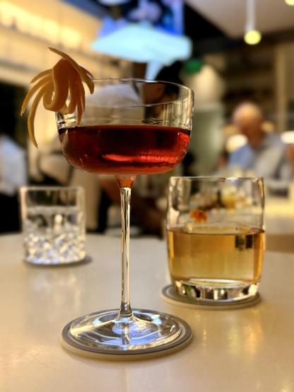 A mezcal Negroni and a tequila old fashioned. 