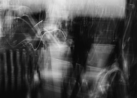 Impressionistic, black-and-white street photograph with intentional camera movement (ICM)

Photography by Al Keddie