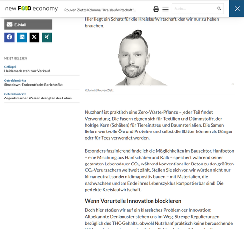 Besonders faszinierend finde ich die Möglichkeiten im Bausektor. Hanfbeton – eine Mischung aus Hanfschäben und Kalk – speichert während seiner gesamten Lebensdauer CO₂, während konventioneller Beton zu den größten CO₂-Verursachern weltweit zählt. Stellen Sie sich vor, wir würden nicht nur klimaneutral, sondern klimapositiv bauen – mit Materialien, die nachwachsen und am Ende ihres Lebenszyklus kompostierbar sind! Die perfekte Kreislaufwirtschaft.
Wenn Vorurteile Innovation blockieren
Doch hier stoßen wir auf ein klassisches Problem der Innovation: Altbekannte Denkmuster stehen uns im Weg. Strenge Regulierungen bezüglich des THC-Gehalts, obwohl Nutzhanf praktisch keine berauschende Wirkung hat, erschweren den Anbau. Fehlende Investitionen in die Verarbeitungsinfrastruktur und eingeschränkte Züchtungsaktivitäten verhindern die Skalierung.