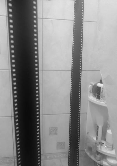 A black and white photo of the color films.