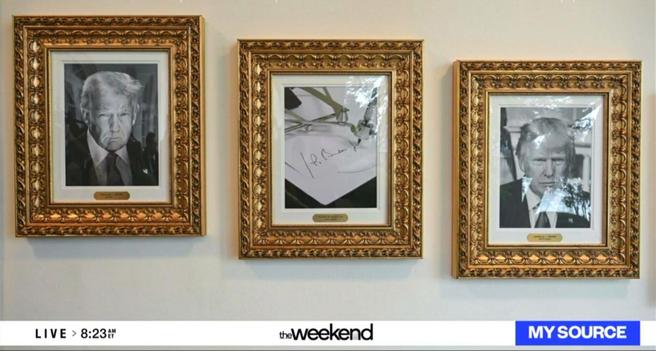 Trump used a photo of an autopen signing Biden's name for the official portrait in his homemade "Presidential Walk of Fame".