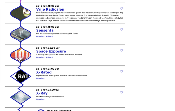 Concertzender programmagids met de genoemde programma's