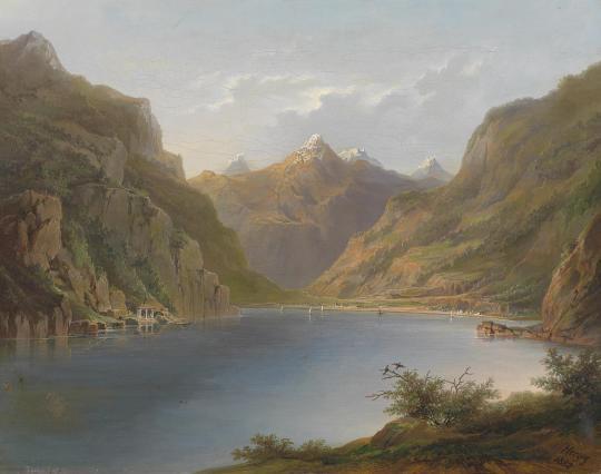 Lake Lucerne with a View of Tell's Chapel by Hermann Ottomar Herzog