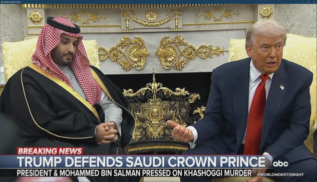 Trump invited MBS to the Oval Office, then defends him.