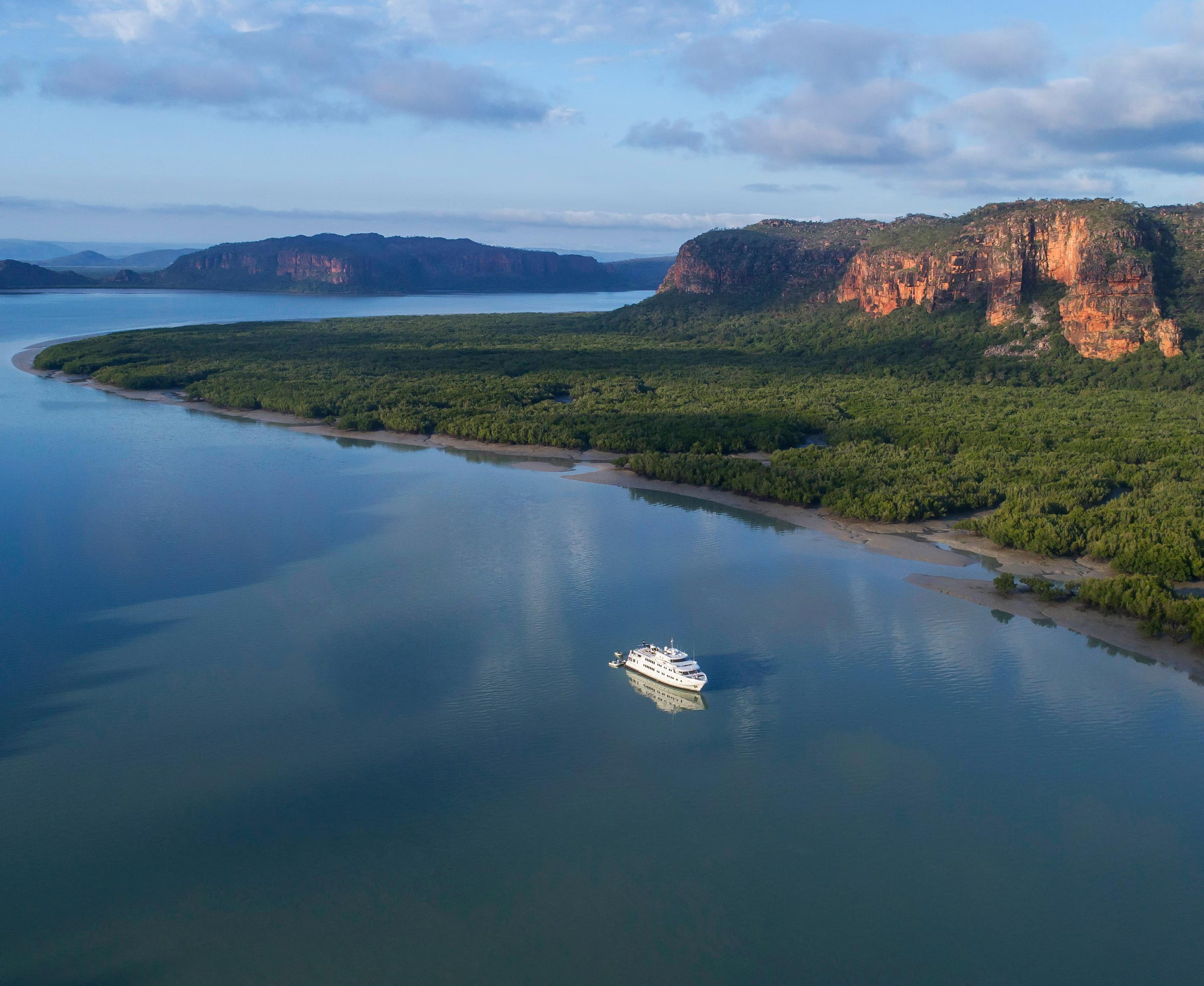 True North ship in the Kimberleys at sunset.