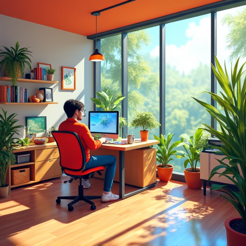 Utilisateur Ubuntu créant des plans avec QCAD dans un environnement écologique et tech