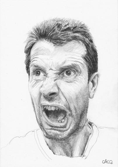 Dessin au crayon d'un visage grimaçant en train de crier.