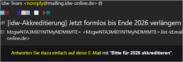 Emailkopf mit Text u.a. Antworten Sie dazu einfach auf diese E-Mail 