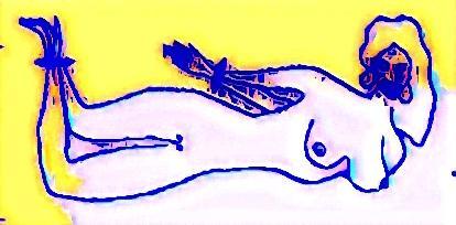 SHAWN POWERS 
Girl attachée naked
Dessin 

(Yellow )
