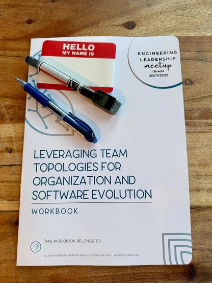 Workbook and pens for the meetup