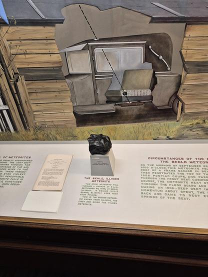 THE BENLD, ILLINOIS #METEORITE

THIS STIINY METEORITE PEL THROUGH & GARAGE AT AM ILLINOIS IT WEIORS 177 GRAME, BLIGHTLY LESS THая 1770+税 POUR POUNDS.

THIS IS THE SECOND METEOR-ITE KNOWN FROM ILLINOIR, THE FIRST ONE ASING THE TILBEH