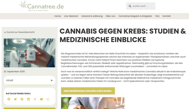 Cannabis gegen Krebs: Studien & medizinische Einblicke

Dieser Beitrag beleuchtet die aktuelle Studienlage, zeigt Einsatzbereiche auf und klärt, in welchen Fällen eine Therapie mit Cannabis als begleitende Maßnahme medizinisch infrage kommen kann. 

https://www.cannatree.de/cannabis-gegen-krebs-medizinische-studien/