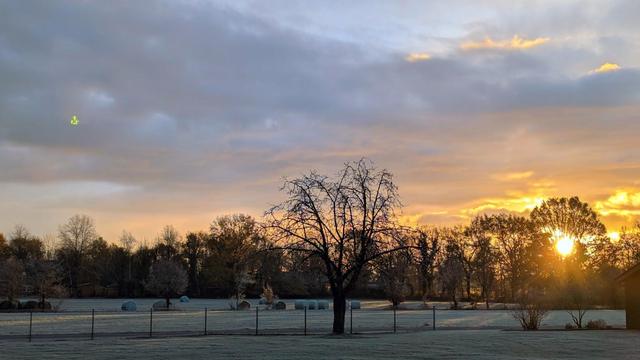 Sonnenaufgang über dem Nachbarsfeld, Kirchdorf / Aurich