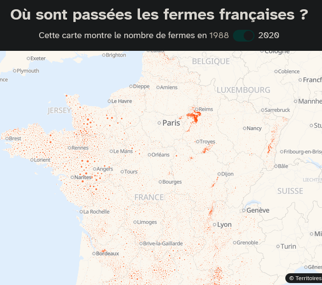 Cette carte montre le nombre de fermes en 2020