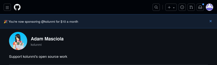 Screenshot of a 10 dollar monthly donation