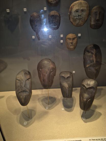 #MasksamongEskimo peoples served a variety of functions. Masks were made out of driftwood, animal skins, bones and feathers. They were often painted using bright colors. There are archeological miniature maskettes made of