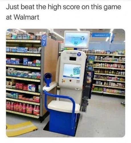just beat the high score on this game at walmart [pic of blood pressure machine]