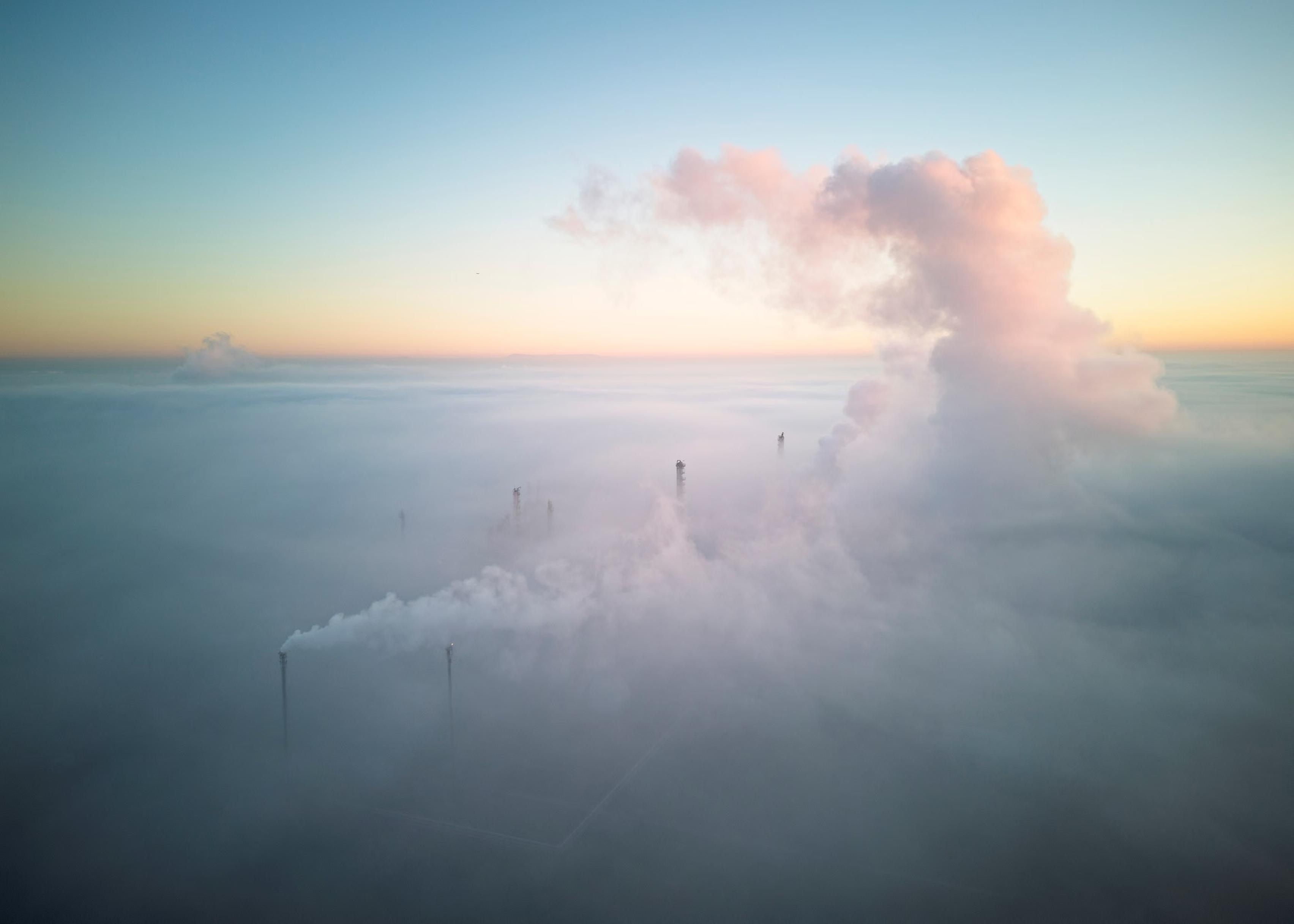 Smoke billowing from a petrochemical plastics factory in Melbourne.