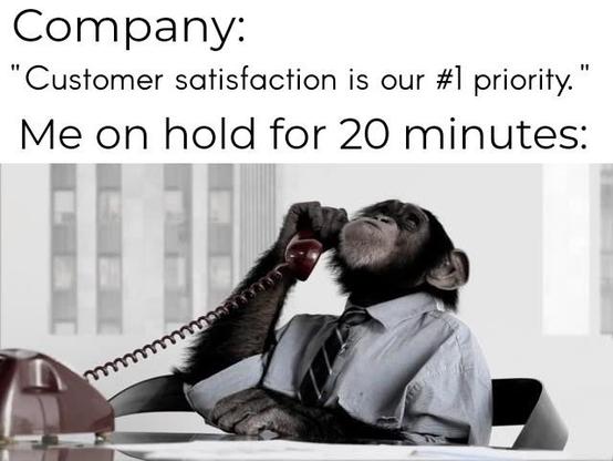 Company: customer satisfaction is our #1 priority
Me: on hold for 20 min