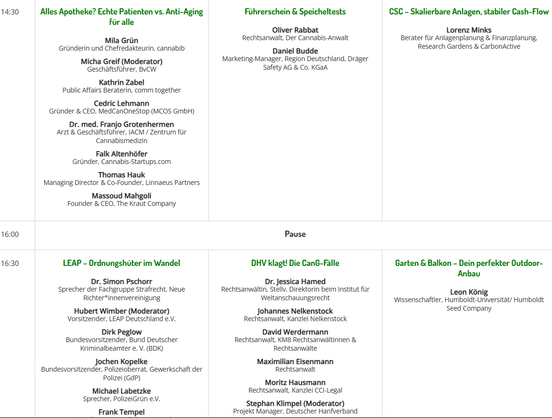 Ein gutes Jahr nach der Verabschiedung des CanG sind viele Aspekte des Umgangs mit Cannabis in Deutschland noch in der Entwicklung. Dies betrifft die Zukunft des Gesetzes im Allgemeinen aufgrund der neuen Regierung unter Führung der CDU als auch bereits angestoßene Modellprojekte in einigen deutschen Kommunen.
Auch die Genehmigungspraxis und der Betrieb von Anbauvereinigungen unterscheiden sich stark von Bundesland zu Bundesland und die Bandbreite reicht von lebendigen Vereinen bis zum totalen Boykott durch Behörden in einzelnen Ländern.

Im Straßenverkehr gibt es einen THC-Grenzwert, aber bisher noch keine Vorgaben zu den Anforderungen an offizielle Speicheltests. Erste Ergebnisse aus der Evaluation des Jugendschutzes nach §5 CanG stehen im Oktober an und werden die Diskussion um die Zukunft des CanG beeinflussen. Es gibt also viel zu besprechen auf der CaNoKo 2025! Es erwarten euch wie immer hochkarätige Speaker aus Politik, Wissenschaft und Aktivismus, die gemeinsam mit unserem Fachpublikum die neuesten Entwicklungen der deutschen Cannabispolitik analysieren und diskutieren.
