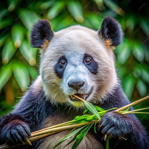 Panda se régalant de bambou (panda Vegan 😂😉)