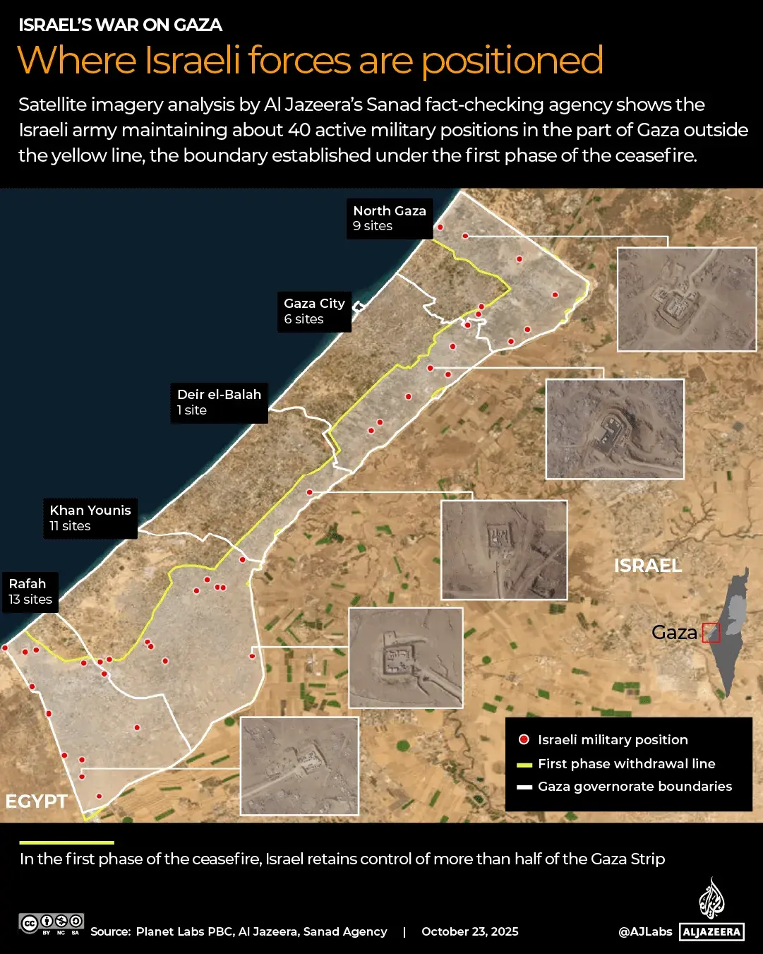 A map of Israeli forces location in Gaza.
