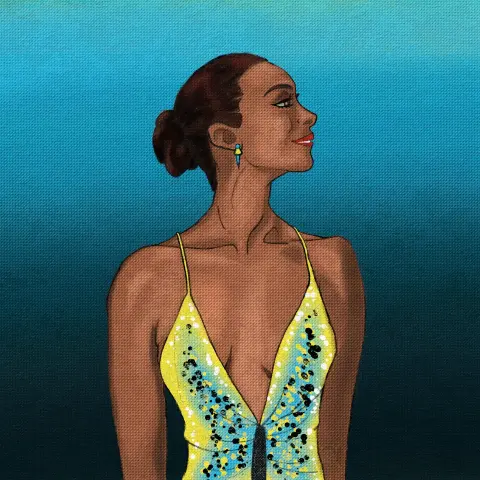 A digital painting of top actress Zoe Saldaña.