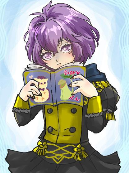 fanart of Bernadetta von Varley from Fire Emblem: Three Houses, depicted reading a diary