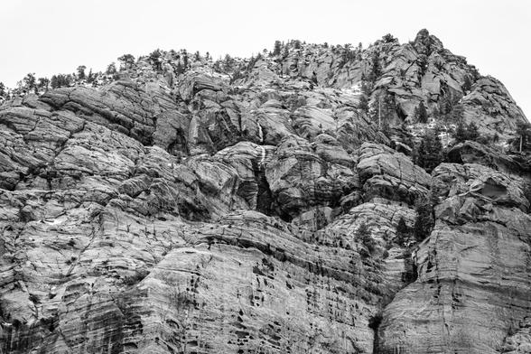 A close-up of the rocky wall of Beatty Point in Kolob Canyons.