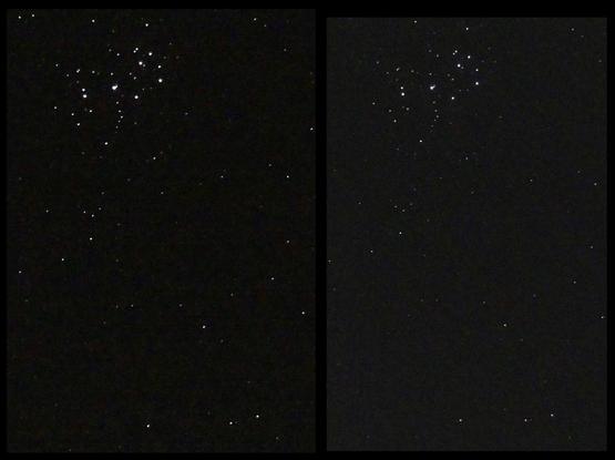 Vor 5 Tagen (links) vs. heute - Uranus ist der Punkt jeweils ganz unten in der Mitte.